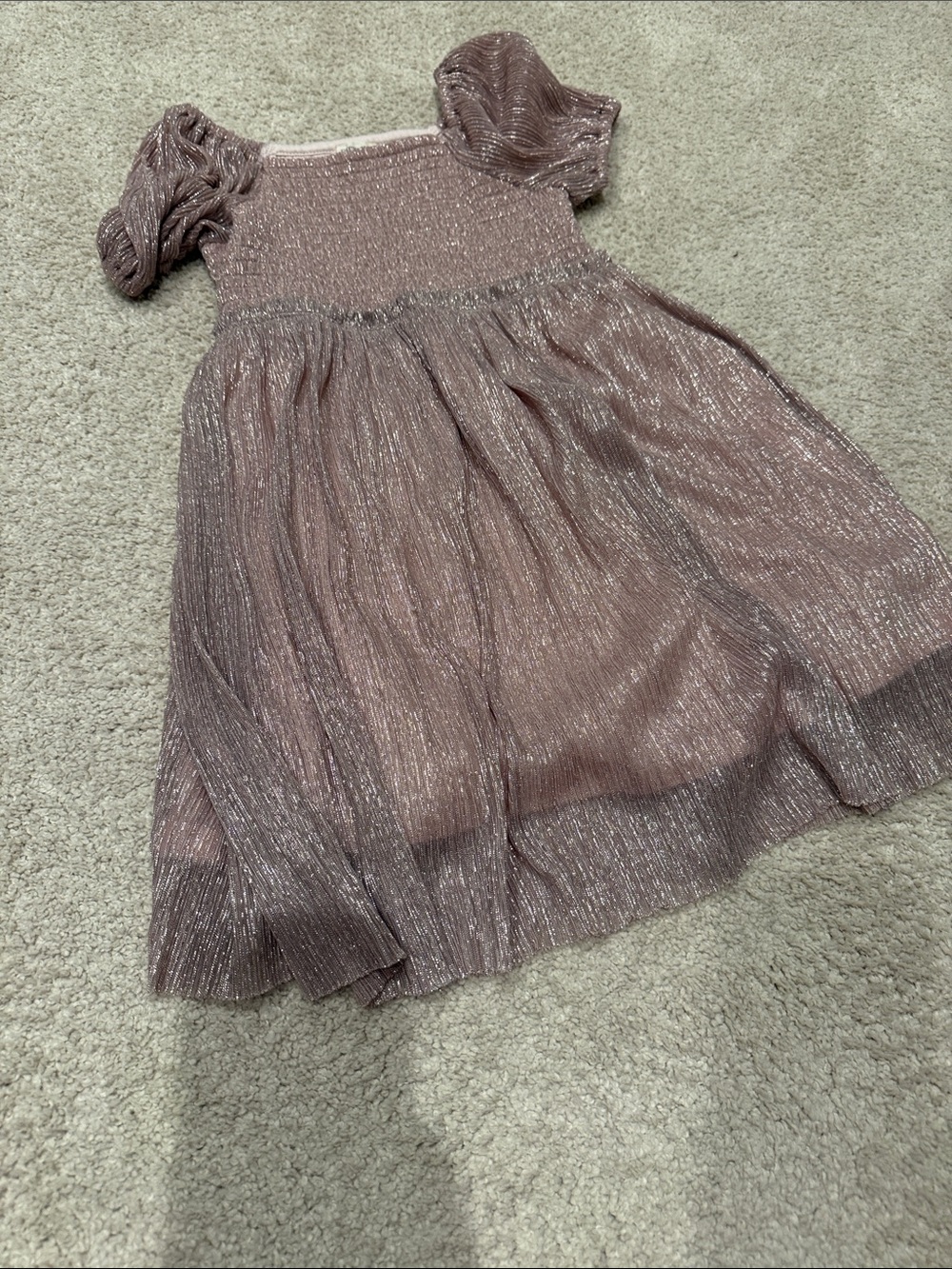 J. Crew Sparkling Mauve Puff-Sleeve Party Dress